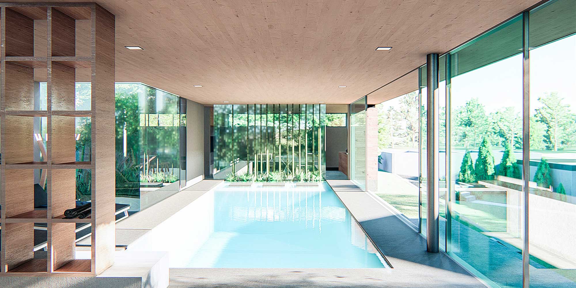Poolhaus Westerwald: Innenansicht